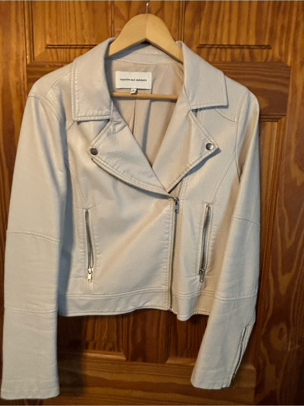 Cupcakes & Cashmere Cream Leather Moto Jacket